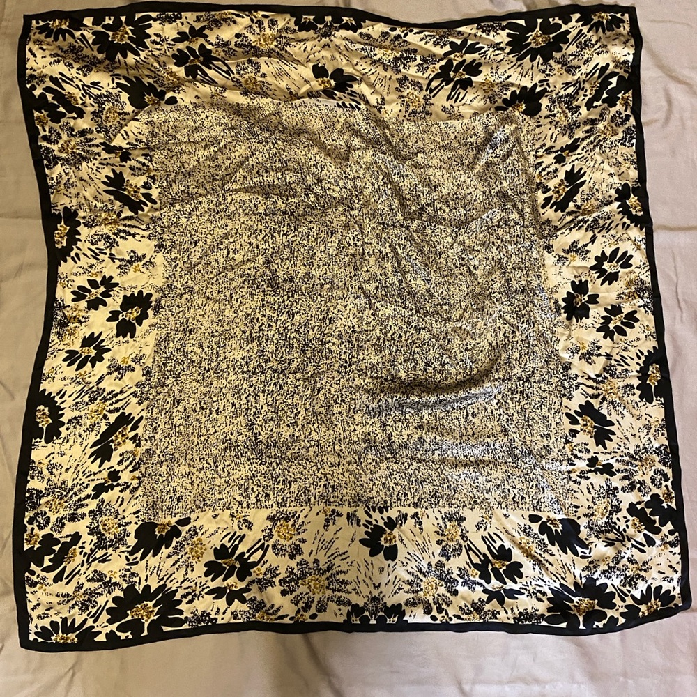 Floral Black and Cream Scarf 100% scarf